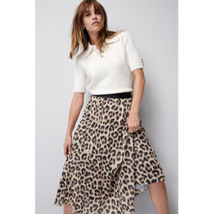 Oui Midi Leopard Print Skirt